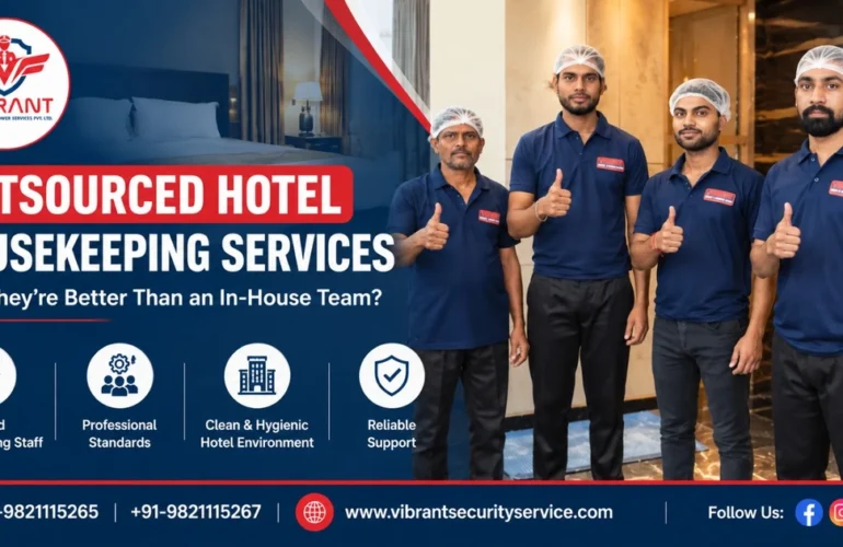 Outsourced Hotel Housekeeping Services with professional housekeeping staff maintaining hotel cleanliness